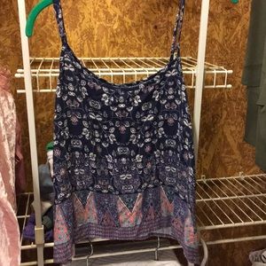 Soft tank top. Navy blue base w/ pattern.